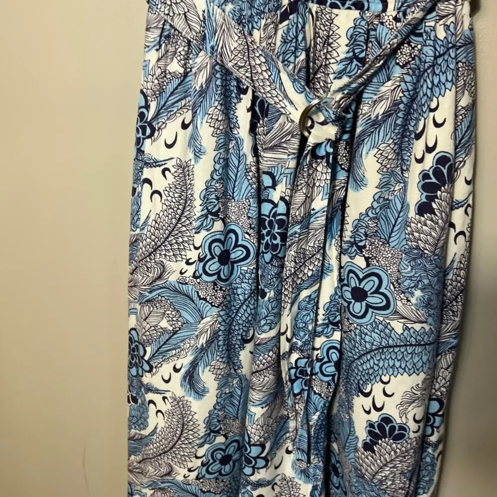 Derek Lam Collective RTR Floral Linen Blend Blue White Dress Size IT 38 US 2 - Picture 6 of 11